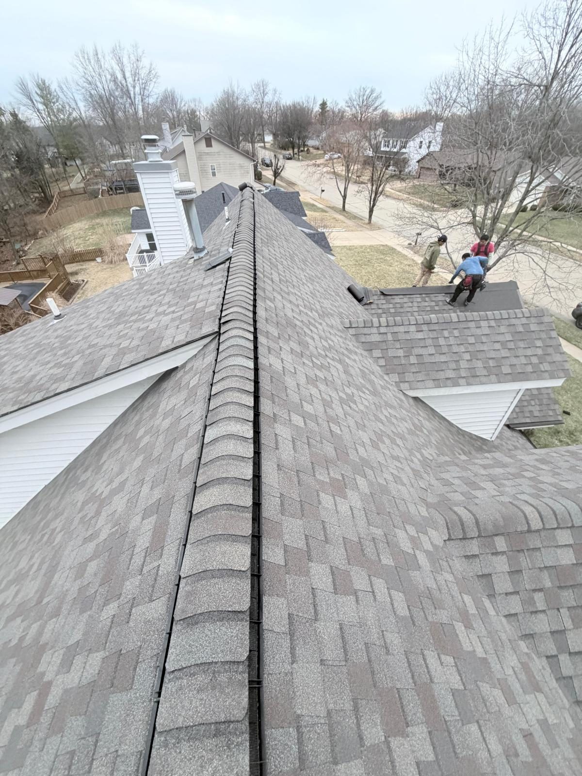 Drone view of full roof replacement — Chesterfield